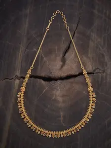 Kushal's Fashion Jewellery Gold-Plated Stone Studded Antique Necklace