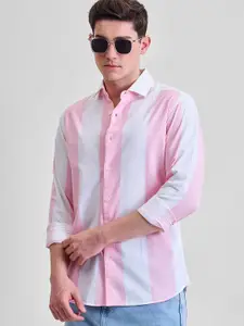 Snitch Men Smart Slim Fit Opaque Striped Casual Shirt