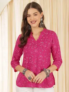 Anouk Rustic Women Abstract Printed Mandarin Collar Tops