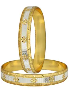 ZIVOM Gold-Plated & Rhodium-Plated Set Of 2 Bangles