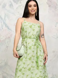 Tokyo Talkies Women Tie and Dye Embroidered Fit & Flare Midi Dress