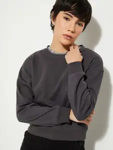 MAX URB_N Women Solid Relaxed Fit Sweatshirt