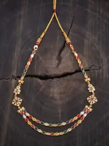 Kushal's Fashion Jewellery  92.5 Pure Silver Gold-Plated Stone Studded Layered Necklace