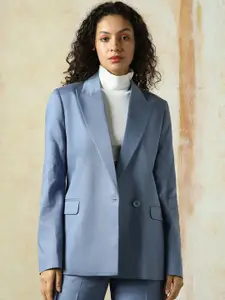 High Star Women Notched Lapel Collar Oversized Fit Single Breasted Blazer