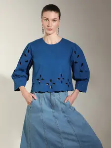 Vero Moda Women Floral Embroidered Cotton Top