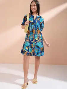 Vishudh Women Floral Printed Cotton A-Line Dress