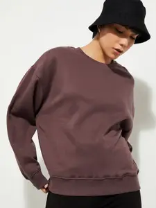 MAX URB_N Women Oversized Solid Sweatshirt