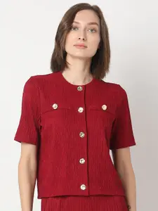 Vero Moda Women Self Design Round Neck Long Sleeves Top