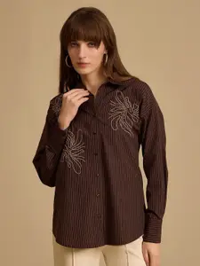 Kazo Women Opaque Striped Formal Shirt