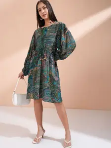 Vishudh Ethnic Motifs Printed Tie-Ups Detail Fit & Flare Dress