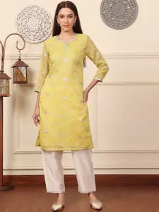 W Women Ethnic Motifs Printed Thread Work Kurta