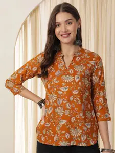 Anouk Rustic Women Floral Print Mandarin Collar Ethnic Top
