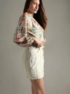 Vero Moda Women Floral Printed Cut Out Top