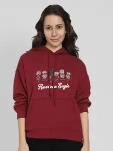 AMERICAN EAGLE OUTFITTERS Women Printed Long Sleeves Hooded Sweatshirt