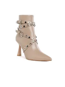 London Rag Women Eyelets & Studs Harness Detailed Regular Boots