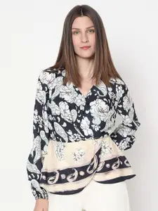 Vero Moda Women Ethnic Motifs Printed  V-Neck Bishop Sleeves Wrap Top