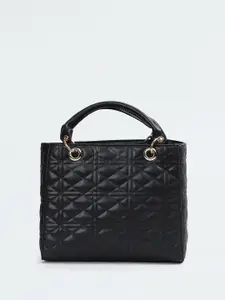 max Geometric PU Structured Satchel with Quilted