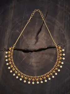 Kushal's Fashion Jewellery Gold-Plated Stone Studded & Beaded Antique Necklace