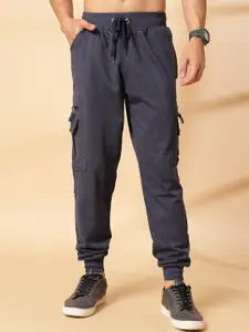 UZARUS Men Cotton Slim-Fit Mid-Rise Joggers