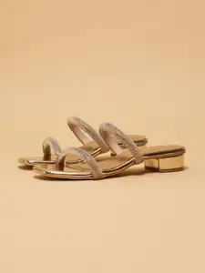 ERIDANI Women Embellished Open Toe Flats