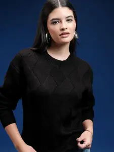 Tokyo Talkies Women Cable Knit Self Design Pullover