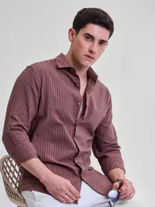Snitch Men Smart Slim Fit Opaque Striped Casual Shirt