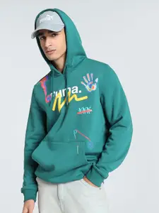 Puma Men Cotton Classics Drip Printed Long Sleeve Hooded Sweatshirt