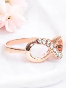 DressBerry Gold-Plated Cubic Zirconia Studded Finger Ring