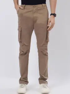 JADE BLUE Men Cotton Flat-Front Cargos Trousers