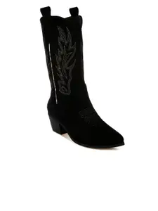 London Rag Women Embroidered PU Cowboy Boots