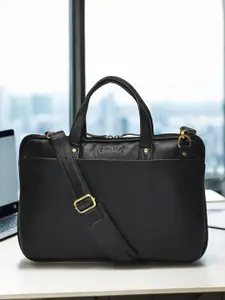 OLIVE MIST Unisex Leather Detachable Sling Strap Laptop Bag