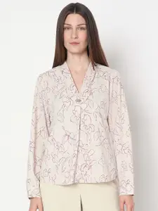 Vero Moda Women Floral Printed V-Neck Long Sleeves Top