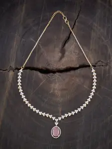 Kushal's Fashion Jewellery Rhodium Gold-Plated Cubic Zirconia Studded Necklace