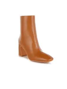 London Rag Women Square Toe Block Heeled Boots