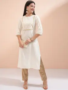 Vishudh Women Printed Thread Work Kurta