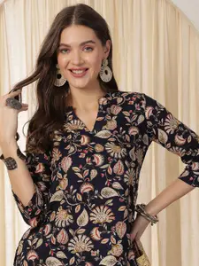 Anouk Rustic Women Floral Print Mandarin Collar Top