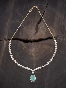 Kushal's Fashion Jewellery Rhodium Gold-Plated Cubic Zirconia Studded Necklace