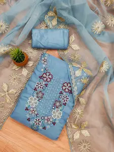 KIMISHA Embroidered Organza Unstitched Dress Material