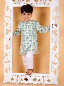 BAESD Boys Animal Printed Regular Pure Cotton Kurta with Pyjamas