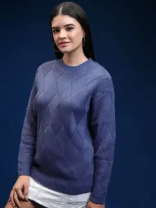 Tokyo Talkies Women Self Design Cable Knit Pullover