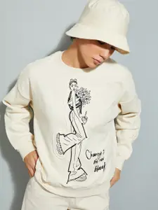 MAX ALAYA F x URB_N Women Printed Applique Sweatshirt