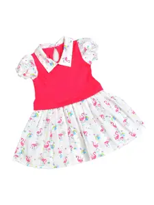 BAESD Girls Animal Print Peter Pan Collar Puff Sleeve Cotton A-Line Dress