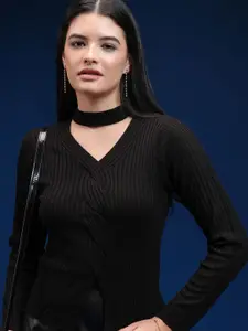 Tokyo Talkies Women V-Neck Pullover Sweaters