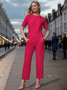 Roadster Magenta Round Neck Short Sleeves T-Shirt With Trouser