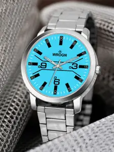 WROGN Men Printed Dial & Stainless Steel Straps Analogue Watch HOBWRG041SBL