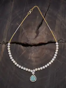 Kushal's Fashion Jewellery Rhodium Gold-Plated Cubic Zirconia Studded Necklace