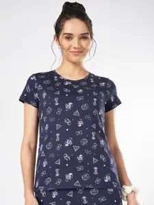 Dreamz by Pantaloons -Women Printed Pure Cotton Lounge T-shirt