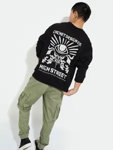 Max Urb_N Men Back Printed Oversized Sweatshirt