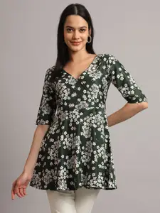 DHAKRE FASHION Women Floral Printed Satin Empire Top