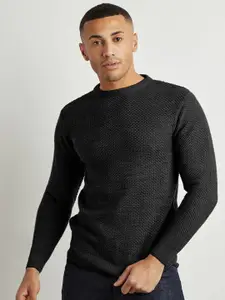 Campus Sutra Men Ribbed Pullover
